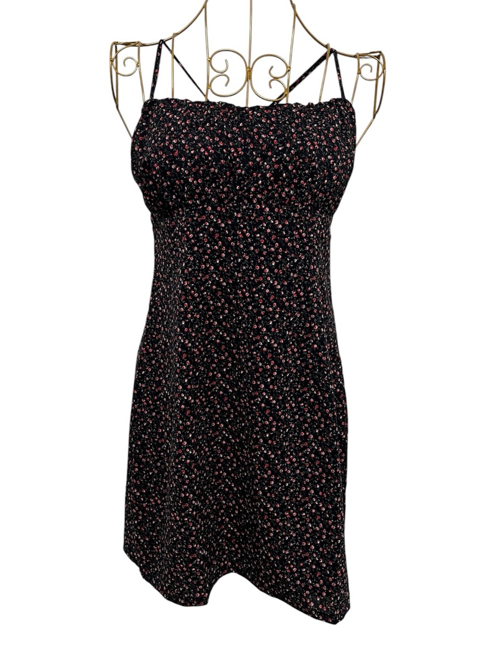 LUVALOT Ditzy Floral Mini Dress Cotton Blend Milkmaid Sundress Size US 6